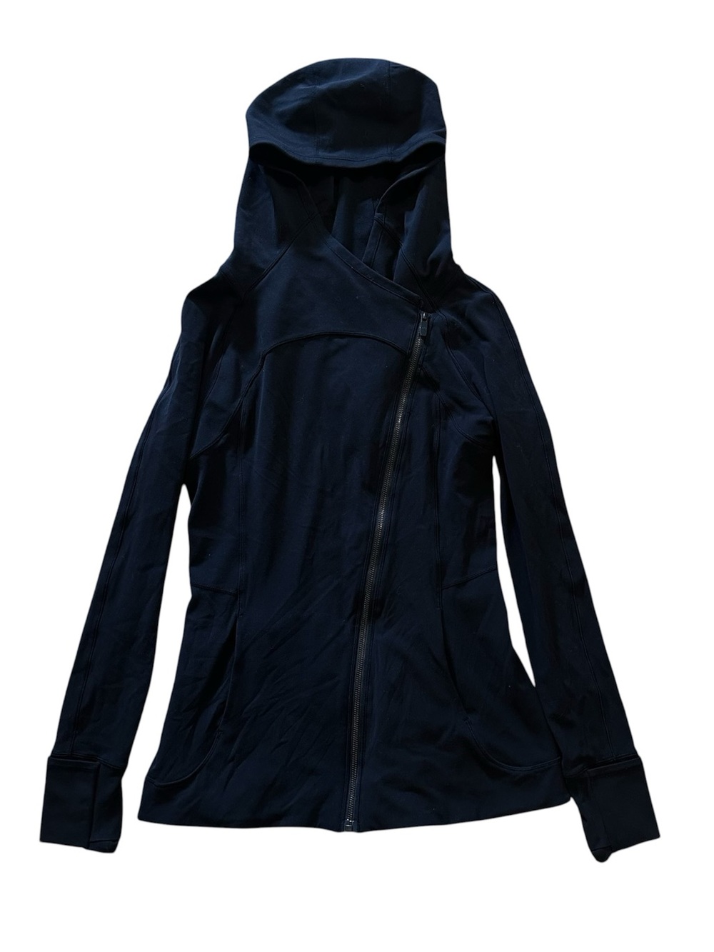 Lululemon Black Hooded Asymmetrical Zip-Up Jacket